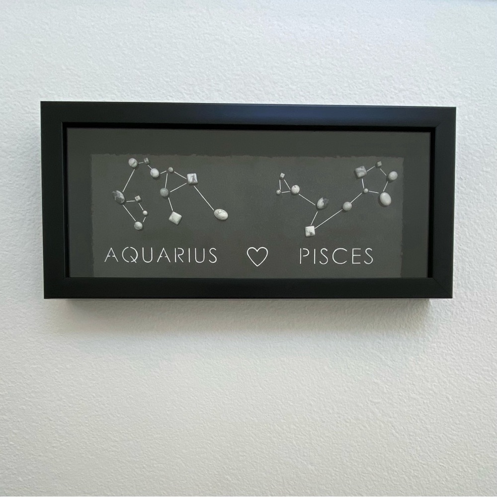 Couples Astrology Personalized Custom Handmade Art Star Signs Shadow Box 15x7 in